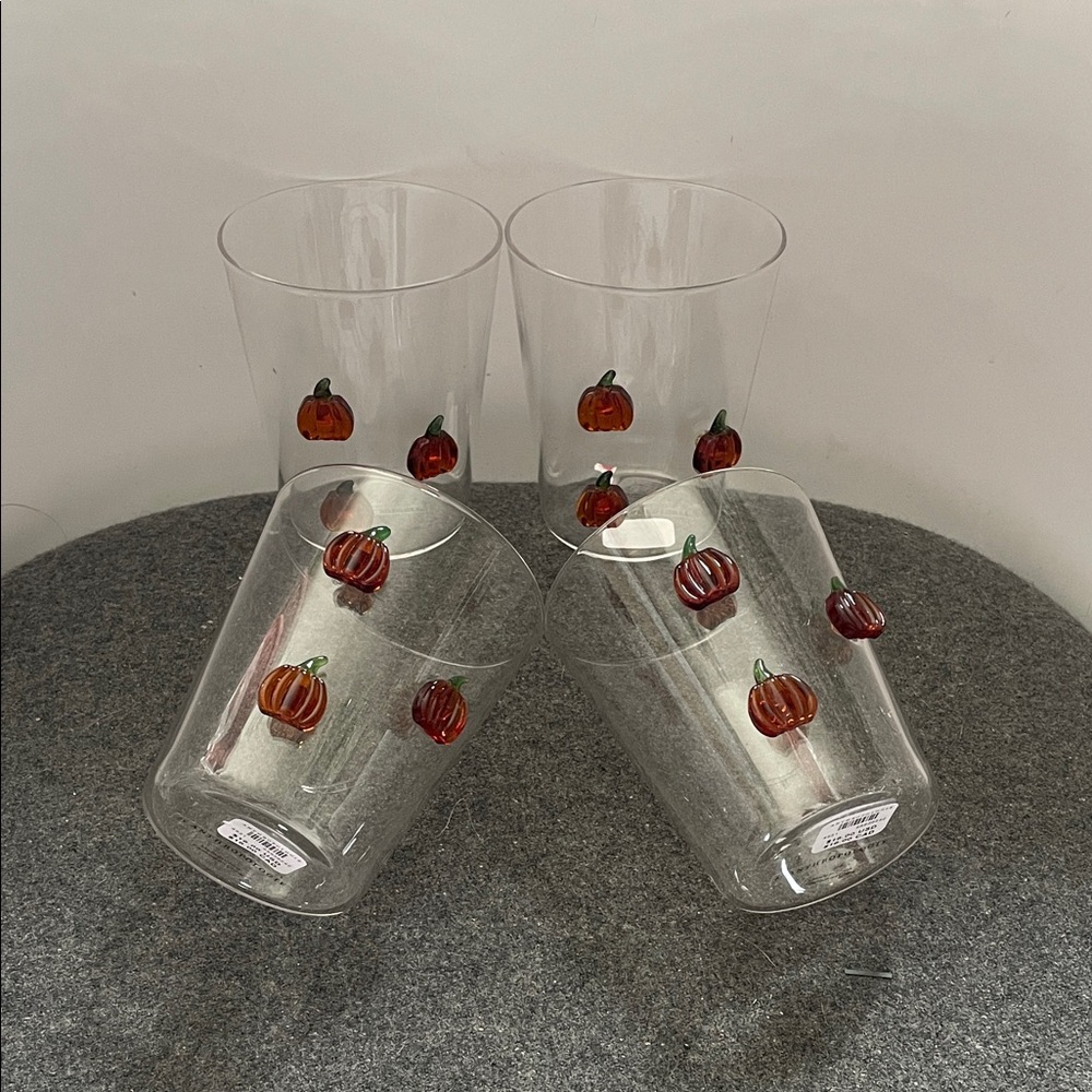 Anthropologie Pumpkin Glass Tumblers - Set of 4